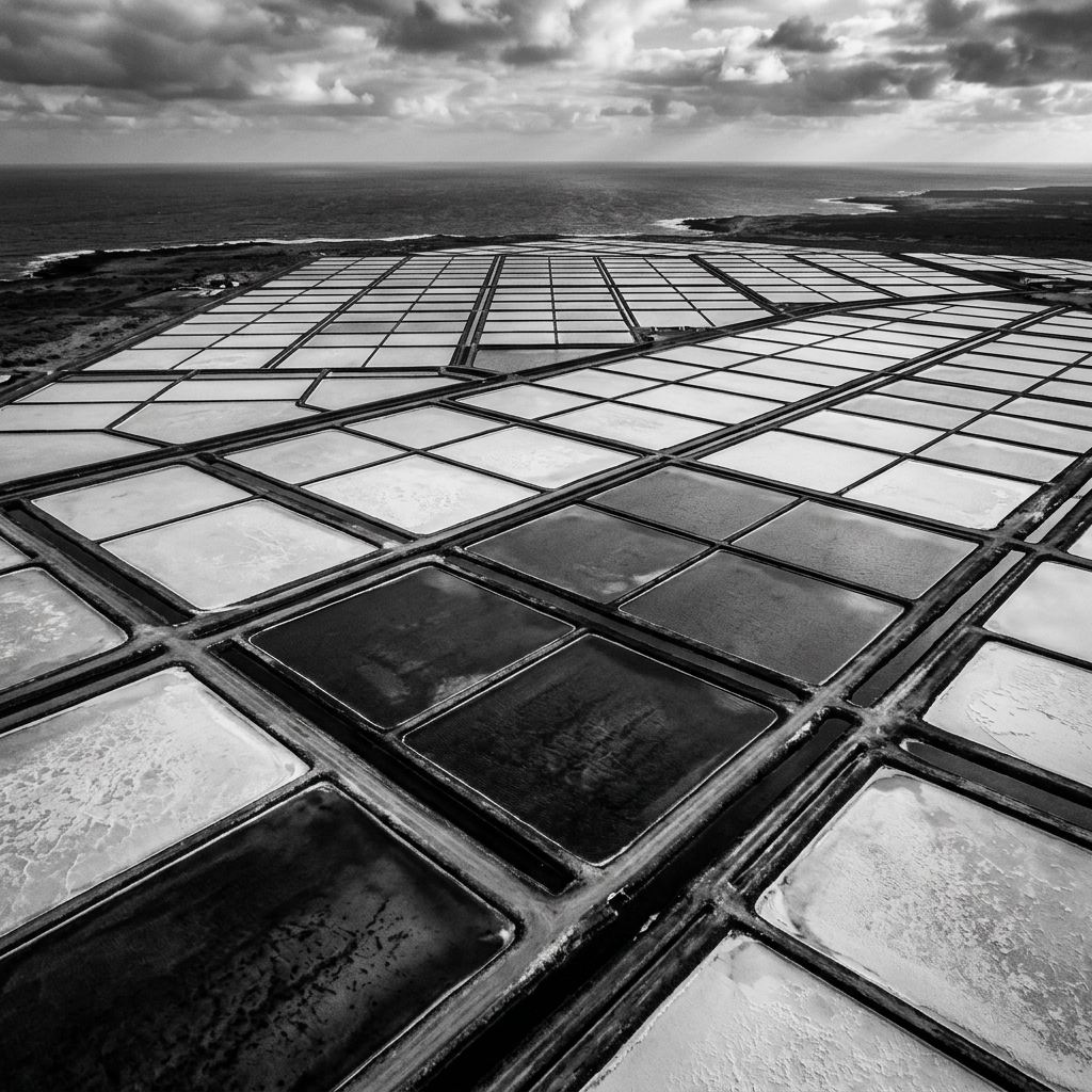 Salt ponds aerial view in Gujarat
